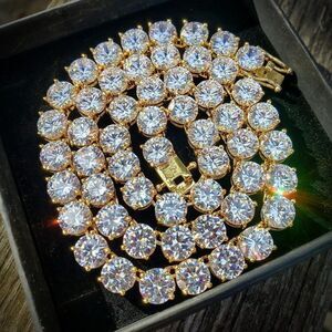 14k Gold Plated Massive 8mm Tennis Necklace